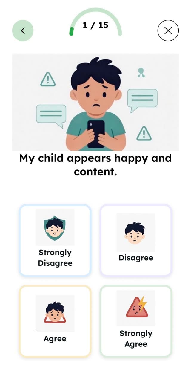 Cyber safety & digital wellbeing — in your pocket — Guided screening
