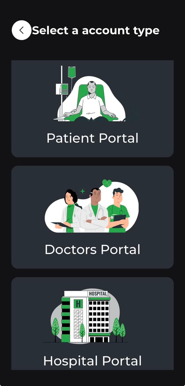 Clinical recovery & patient wellbeing — in your pocket — Choose your portal